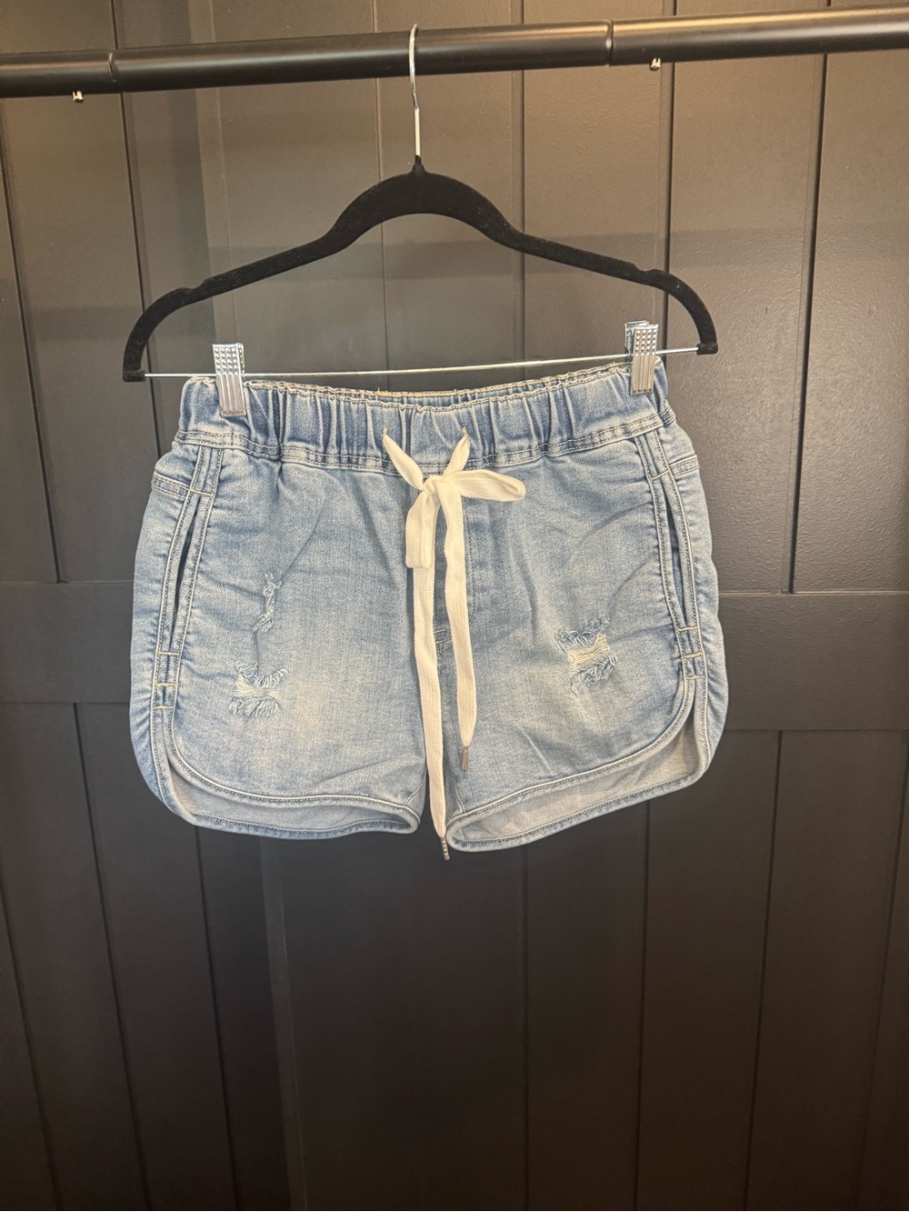 Risen Light Blue Denim Drawstring Women’s Shorts